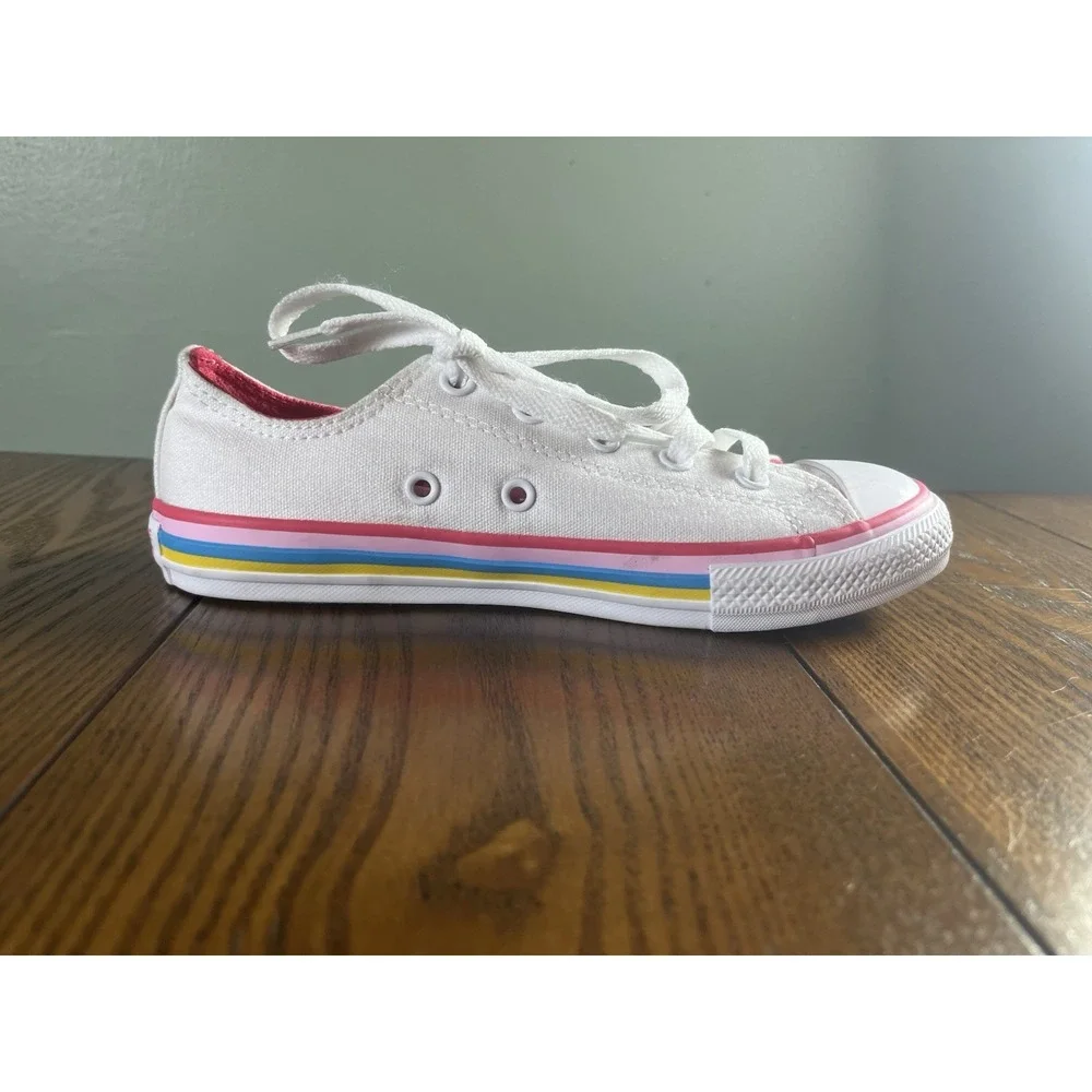 Converse All Star Ox Multi-Stripe White/Carmine Pink Canvas Youth 1.5